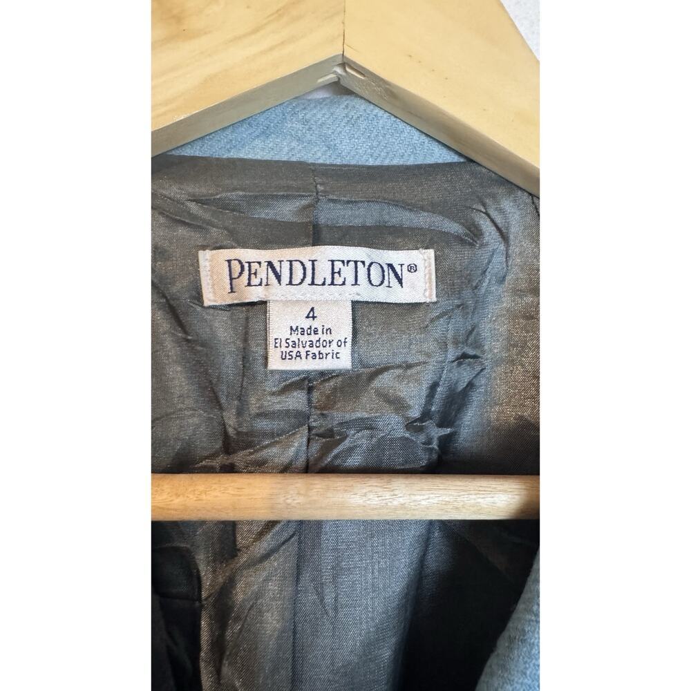 Pendleton Women’s Longline Virgin Wool Light Blue Pea Coat Single Breasted SZ 4 - Picture 5 of 7